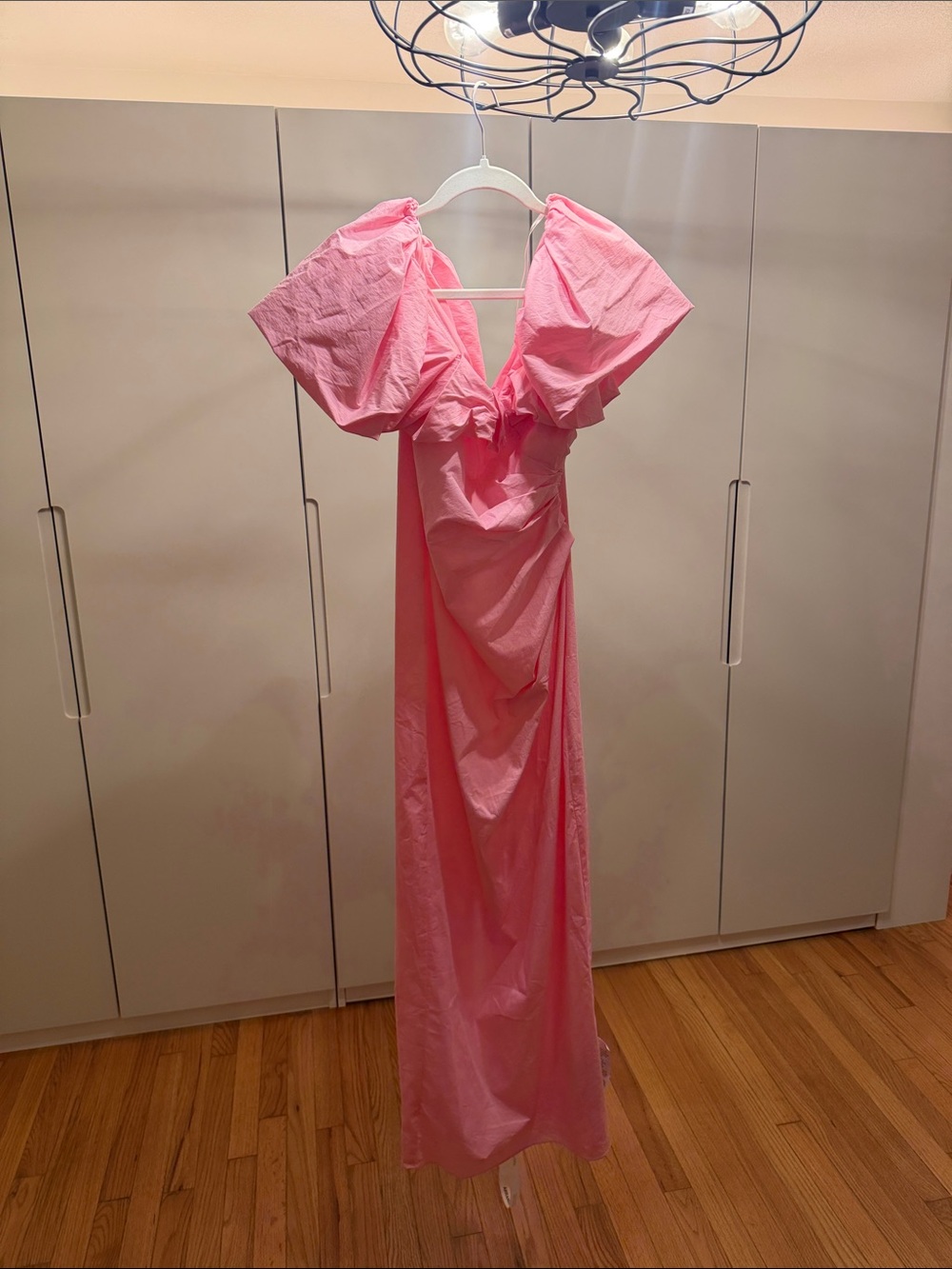 Statement Pink Puff-Sleeve Maxi Dress